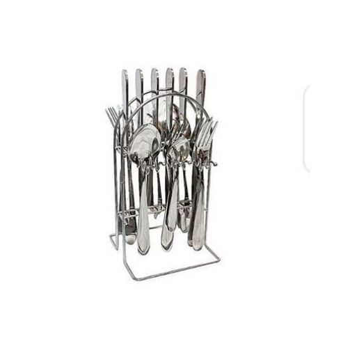 24Pcs Stainless Steel Cutlery Set With Stand - Silver