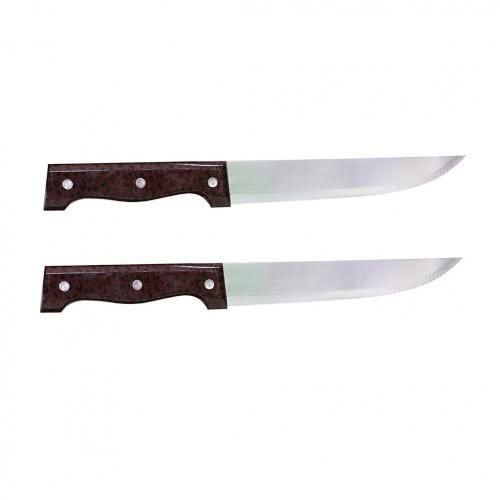 2pcs of Big Plastic Stainless Steel Kitchen Knives - Brown