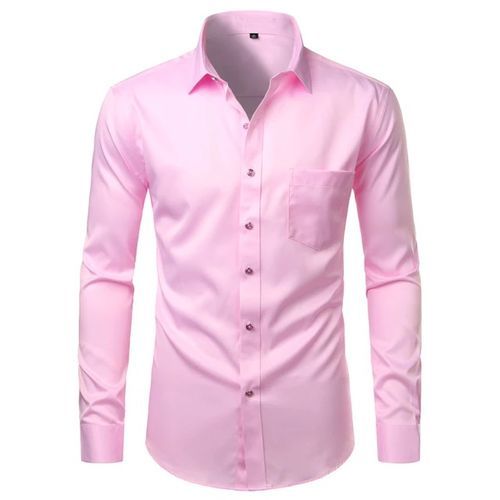 3 Piece Men's Cotton Office Shirts Long Sleeve - White, Blue & Pink
