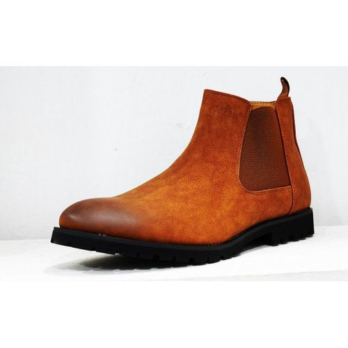 Men's Leather Chelsea Style Boots - Brown