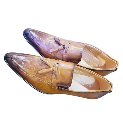 Elegant Leather Tassel Loafers For Men - Brown.