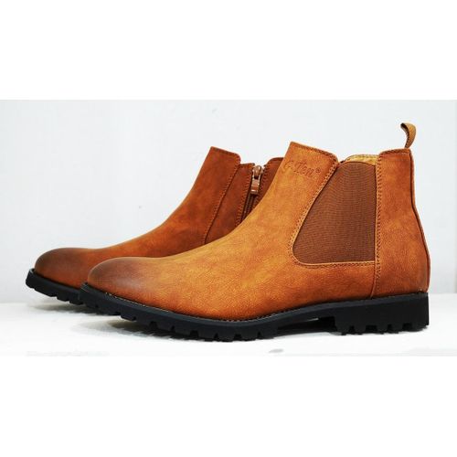 Men's Leather Chelsea Style Boots - Brown